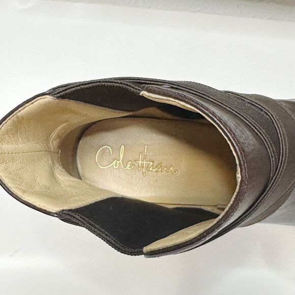 COLE HAAN Air Lyric Pull On Stretch Leather Ankle Booties Brown D29336 Womens 9 - Picture 7 of 10